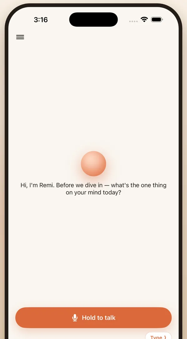 Remi starting the conversation: Hi, I'm Remi. What's the one thing on your mind today?